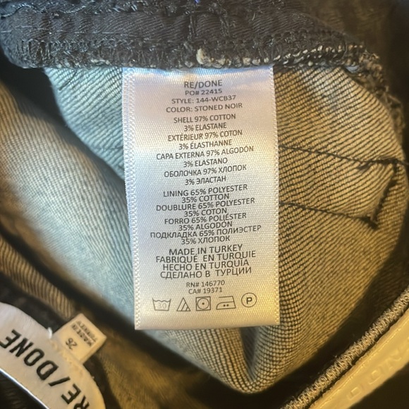 RE/DONE 70s high rise Stove Pipe Jeans in Stoned Noir Size 26 - Picture 8 of 8